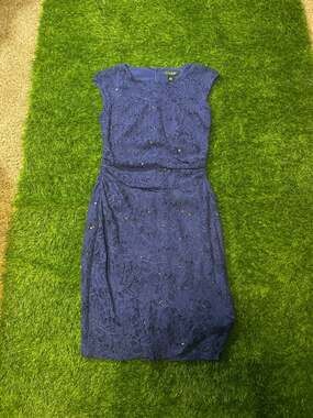 Lauren Ralph Lauren Women's Navy Blue Sequin Lace Sheath Dress